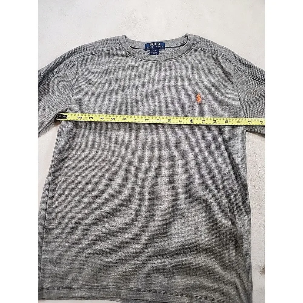 Polo Ralph Lauren‎ Boys Size Large(14-16) Henley Shirt Gray With Orange Pony